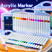 Stylo marqueur acrylique avec pointe de balle 12-60 couleurs baril triangulaire pour peinture dessin Art marqueurs-ensemble d'emballage
