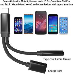 नायलॉन ब्रेडेड <span class=keywords><strong>2</strong></span> इन 1 यूएसबी सी टाइप सी से 3.5 मिमी हेडफोन ऑडियो ऑक्स जैक और चार्ज एडाप्टर केबल कनवर्टर - Product Image 6