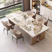 Ensemble de chaises de salle à manger en marbre de style italien, meubles de table de salon de haute qualité