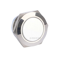 Interrupteur anti-vandalisme en acier inoxydable à tête plate, bouton-poussoir métallique momentané ou à verrouillage, étanche, 19 mm, corps court, borne à souder