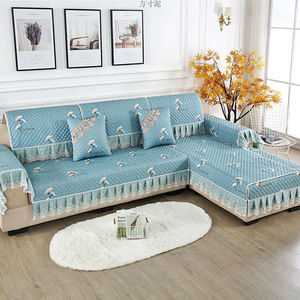 Housse de canapé en forme de U florale, couverture complète en coton, amovible, ensemble de coussins de siège pour salon avec broderie - Product Image 5