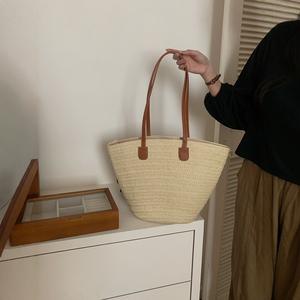 Sac fourre-tout décontracté pour femme, grande capacité, nouveau sac de plage tressé, sac seau, sac de transport quotidien avec fermeture éclair - Product Image 3
