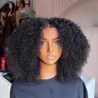 Perruque courte bob naturelle afro crépue bouclée sans colle, cheveux humains SDD bouclés pré-épilés, perruque frontale en dentelle 13x4, prête à porter pour femmes