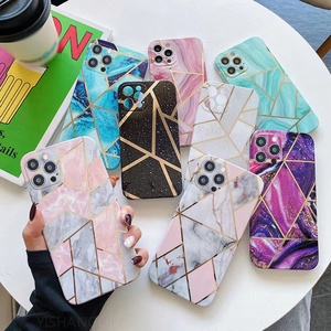 Funda de teléfono de lujo para mujer, cubierta trasera con estampado IMD para iPhone 13 12 11, accesorios de mármol galvanizado - Product Image 1