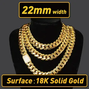 Wholesale Choker 18k Gold Custom Gold Cuban Link Chain 24k Gold Cuban Miami Chain 20mm Miami Cuban Chain Necklace