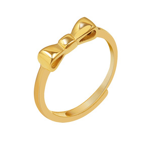 Anillo Ajustable de Acero Inoxidable con Baño de Oro Real de 18K y Pequeño Lazo, Resistente al Agua, Joyería para Mujer - Product Image 2