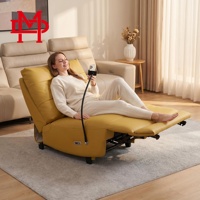Fauteuil d'angle contemporain en cuir véritable avec inclinaison électrique, design peu encombrant pour la maison, le bureau et l'hôtellerie