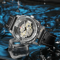 Reloj de pulsera de lujo para hombre, transparente, hueco, luminoso, resistente al agua, con correa de cuarzo, de alta calidad, muy vendido, para negocios