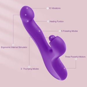 Vibrador Vaginal Pulsante, Juguete de Masturbación Femenina con Función de Calentamiento, Vibrador de Conejo para Estimulación del Clítoris y Punto G - Product Image 5