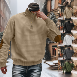 Sudadera de Forro Polar para Hombre, Cuello con Botones, Diseño Cuadrado Pequeño, Ligera, Informal, Deportiva, con Capucha, Manga Larga - Product Image 2