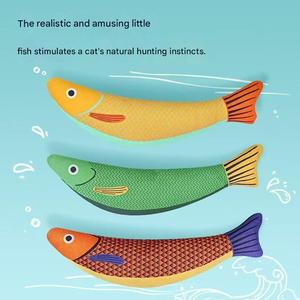 Long-Lasting Cartoon Catnip Fish Molar Chew Toy for <b>Cats</b> with <b>Plush</b> Printing Sound Relief Stuffy Design Pet Supplies - Product Image 2