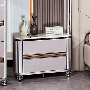 Современная роскошная двуспальная кровать размера «king-Size», набор для спальни, кожаное изголовье, деревянный каркас, обивка, комплект мебели для спальни - Product Image 6