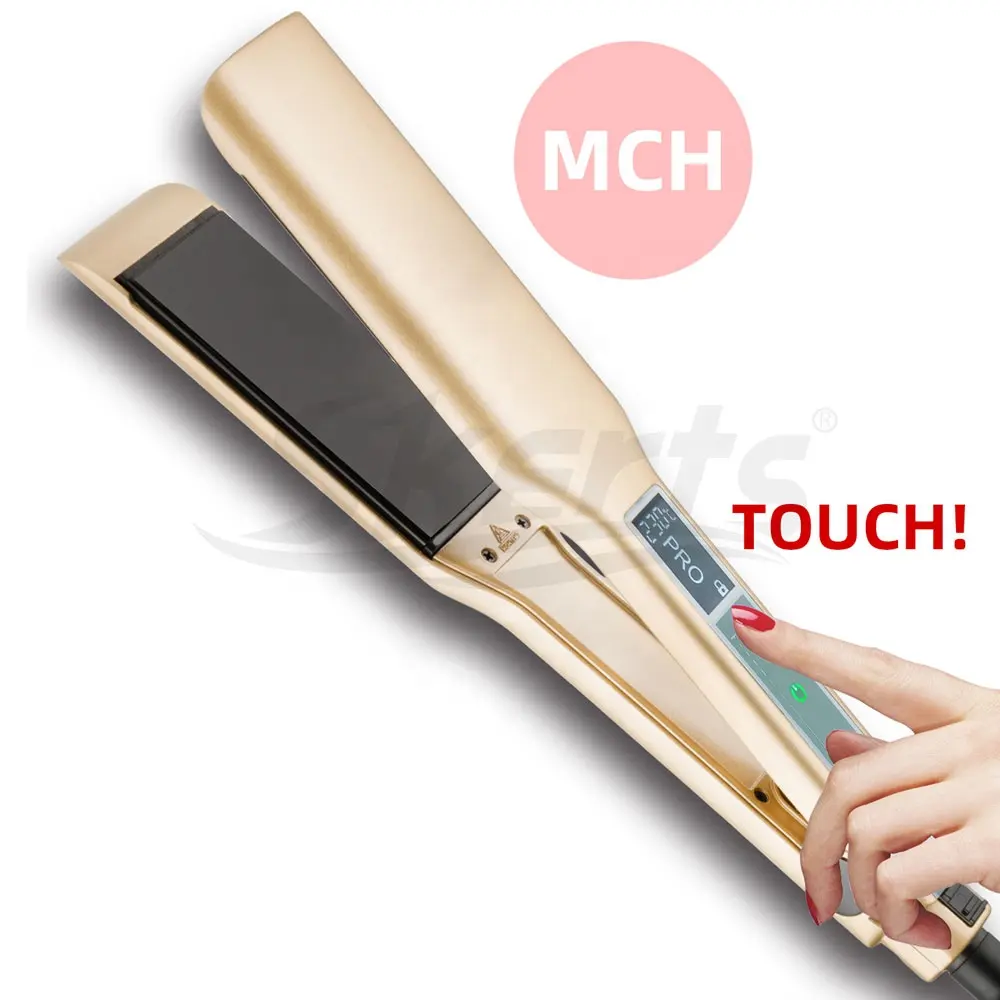 Touch Screen MCH Wide Plate Gold Brazilian Keratin Treatment Titanium 232C Professional Permanent Flat Iron Hair Straightener