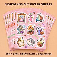 Autocollants personnalisés imprimés sur papier adhésif, motifs de dessins animés, impression couleur, découpe kiss-cut, feuilles d'autocollants mats