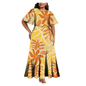 <span class=keywords><strong>Robe</strong></span> longue plissée à manches mi-évasées sur mesure, <span class=keywords><strong>taille</strong></span> plus, style hawaïen, <span class=keywords><strong>robe</strong></span> décontractée pour femmes, <span class=keywords><strong>robe</strong></span> polynésienne - Product Image 1