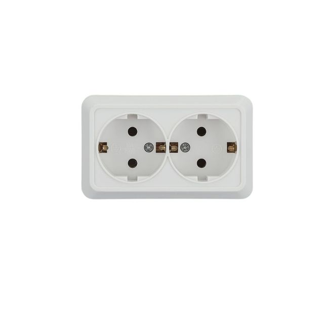 Kaxige Brand Hot Sale Double Sockets 2 Gang Power Wall Electrical European Standard Shucko Socket Outlet