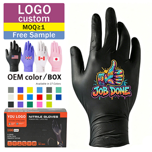 Gants en nitrile jetables fins, durables et imperméables avec logo personnalisé imprimé - Product Image 1