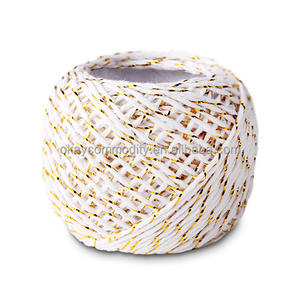 สายกระดาษสีราฟเฟอร์20เมตรย่อยสลายได้เชือกเส้นใหญ่พร้อมสายสีทองสำหรับตกแต่งบรรจุภัณฑ์ของขวัญ - Product Image 2