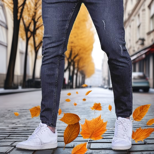 Premium Quality Men's Ripped Denim <b>Jeans</b> High Waist Hip Hop Vintage Slim/Relaxed Fit Boyfriend 100% Cotton Outdoor Casual Pants - Product Image 2