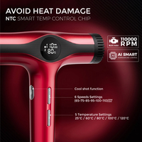 Ensemble de salon professionnel 3-en-1, sèche-cheveux haute vitesse BLDC 110 000 tr/min et tondeuse à cheveux 7 000 tr/min, kit de coupe-cheveux électrique pour usage domestique