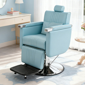 Sillón de Peluquería Reclinable de Cuero Sintético Resistente, Asiento Reclinable con Respaldo Eléctrico Ajustable en Altura y Reposapiés - Product Image 3