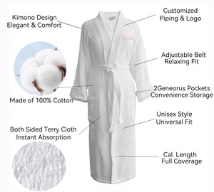 Accappatoio <span class=keywords><strong>Kimono</strong></span> Personalizzato con Logo, 100% Cotone, Leggero, Morbido e Assorbente, Unisex per Hotel/Spa/Resort - Product Image 2