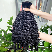 PerisModa 15A Extensiones de Cabello Trenzado Color Natural 100% Cabello Humano para Trenzas Boho Rizado Birmano Sin Trama Húmedo y Ondulado