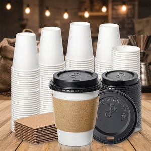 Couvre-tasses à café jetables en papier kraft biodégradable à double paroi, personnalisables avec logo, pour cafés et restaurants (vente en gros) - Product Image 1