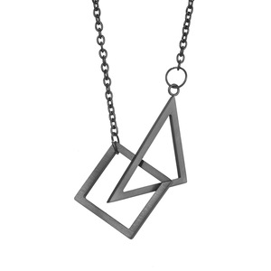 Collier en acier titane avec combinaison triangle et carré, pendentifs hip-hop pour couple homme et femme, bijoux - Product Image 2