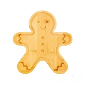 Stars Santa Claus Bamboo Wood <b>Tray</b> Decorative Serving <b>Tray</b> For Food Children's <b>Snack</b> Fruit Plate - Product Image 3