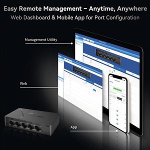 <span class=keywords><strong>Switch</strong></span> <span class=keywords><strong>Ethernet</strong></span> Full <span class=keywords><strong>Gigabit</strong></span> a 5 Porte 1000Mbps RJ45, <span class=keywords><strong>Switch</strong></span> di Rete con Guscio in Plastica, Supporta Gestione tramite App/Pagina Web - Product Image 3