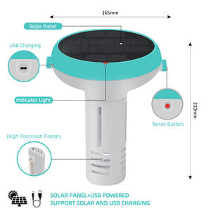 YIERYI YY-1099 7-en-1 Tuya Zigbee Smart Pool Moniteur de qualité de l'eau solaire flottant sans fil <span class=keywords><strong>pH</strong></span> ORP EC TDS SALT CL Testeur de température - Product Image 3