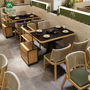 Bán buôn hiện đại thương mại lẩu nhà hàng bàn ghế Bộ tấm thịt nướng bảng rắn gỗ ăn ghế sinh thái thân thiện - Product Image 2