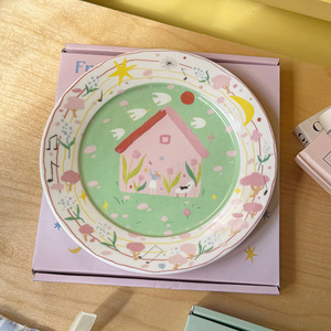 ins卡通俏皮手绘插画风格陶瓷甜品盘礼品早餐盘7英寸餐具 - Product Image 5