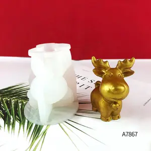 3D तीन-आयामी मोमबत्ती ड्रिप गोंद मोल्ड क्रिसमस एल्क aromatherapy मोल्ड जिप्सम लटकन सिलिकॉन मोल्ड