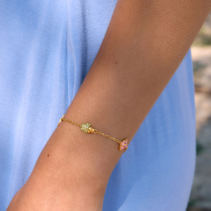 Bracciali J&D Designer con Ciondolo a Fiore, Margherita e <span class=keywords><strong>Coccinella</strong></span> in Acciaio Inossidabile Placcato Oro 18K con Strass e Resina - Product Image 4