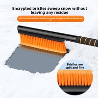 Brosse à neige détachable pour voiture à quatre rangées de poils orange, en ABS haute résistance et résistant au gel, multi-usage, montée sur véhicule