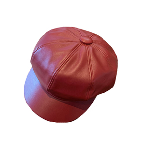 HZO-18140 Chapeau de vendeur de journaux, Cuir PU Plaine Taxi Visière Béret Gatsby Lierre Casquettes pour Femmes - Product Image 5