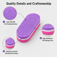 Mini bloc éponge ovale pour polissage des ongles, grain 100/180, double face, 4,5x2,0cm, pour kits d'ongles à presser, lot de 50 pièces