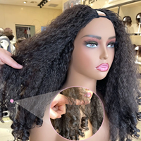 Perruque Bandeau Synthétique Bouclée Afro Longue Sans Colle, Cheveux Frisés En Spirale, Haute Qualité, Résistante À La Chaleur, Demi-Faite À La Main
