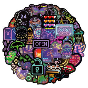Stiker grafiti kustom stiker cetak reflektif stiker tahan air dekoratif kreativitas lampu Neon - Product Image 6