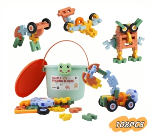 Kleurrijke Bakstenen Set 108 Stukken Met Opbergdoos Diy Builder Wagen Bouwsteen Spel Voor Kinderen Educatief Speelgoed - Product Image 1