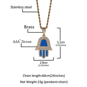 Collana con ciondolo a forma di capra in stile hip-hop alla moda, con zirconi e smalto <span class=keywords><strong>Hamza</strong></span> - Product Image 5