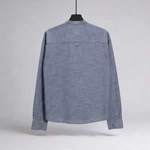 Camisa informal de manga larga gris azulado de alta calidad para hombre, 100% algodón, para uso diario - Product Image 2