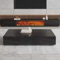 Mueble de TV con Chimenea Eléctrica Directo de Fábrica, Mueble de Salón de Lujo con Cajones de Madera Maciza y Chimenea Integrada