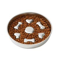 Bol pour chien à alimentation lente en acier inoxydable de qualité alimentaire robuste avec base en caoutchouc antidérapante Bol pour chien à alimentation lente