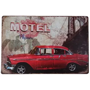 Retro American Cars Bar Club Background Adorn Plaque Western Restaurant Beverage Shop Wall Decor Plaques