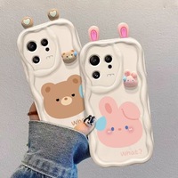 Creative 3D Grenouille Lapin Conception Mignon Silicone Téléphone étui pour Xiaomi 14 15 Pro Redmi Note 12 14 K50 70 Pro Mobile Téléphone Cas