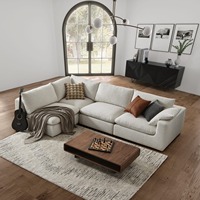 Ensemble de canapés sectionnels 5 places de luxe modernes Design européen avec housse en tissu pour la maison Ensemble de canapés de salon Meubles en forme de L