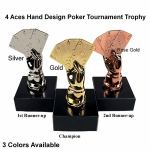 Trofeo de Póker Metálico Profesional, Juego de Oro, Plata y Bronce, Premio de Resina con Diseño de 4 Ases, Regalo para Campeonatos y Torneos - Product Image 2